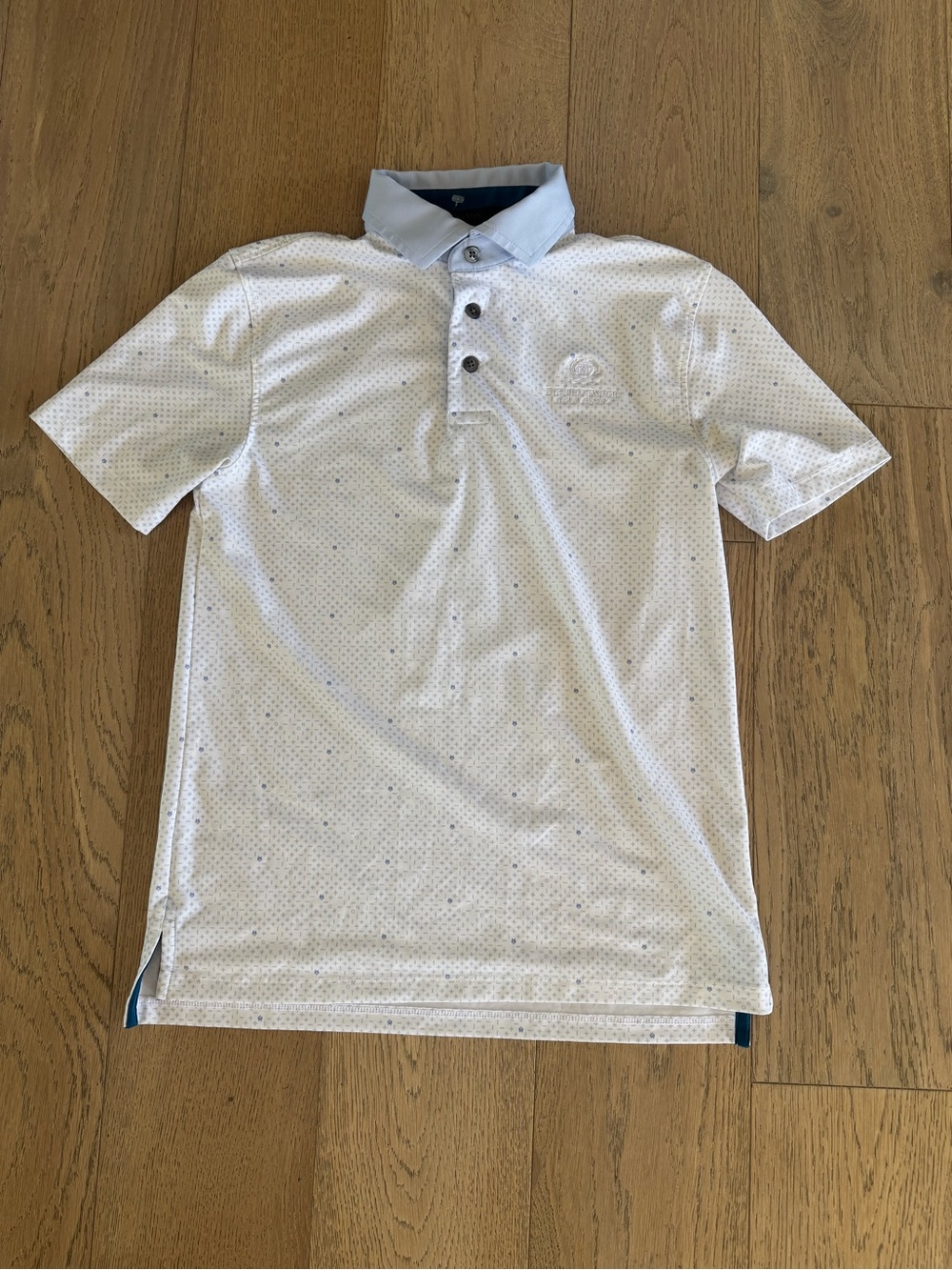 Greyson White Polo with Light Blue Collar